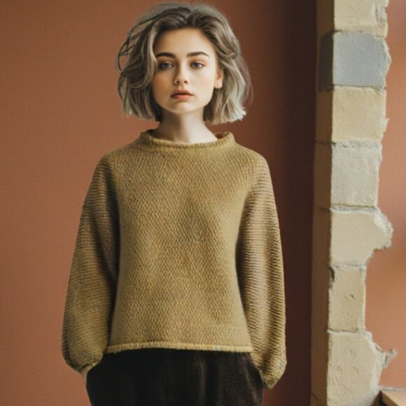 Bryn Walker Anna Giallo Knit Funnel Neck Gathered Long Sleeve Sweater Size Med - Picture 1 of 8